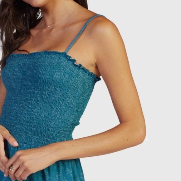 Roxy Smocked Teal Jumper - Picture 6 of 8